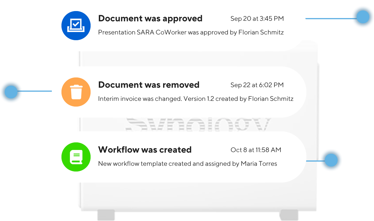 PaperOffice lists all events of your documents and users in detail